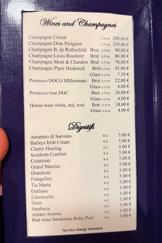 Star Clippers Drink Menu - wine
