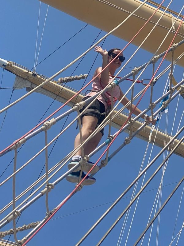 Me climbing the mast on Royal Clipper