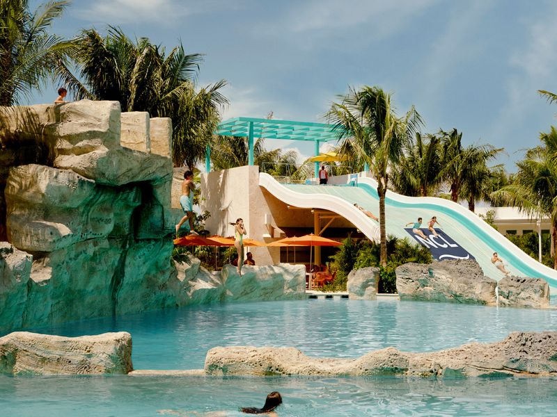 Slide and cliff jumping at Great Tides Waterpark Norwegian Cruise Line