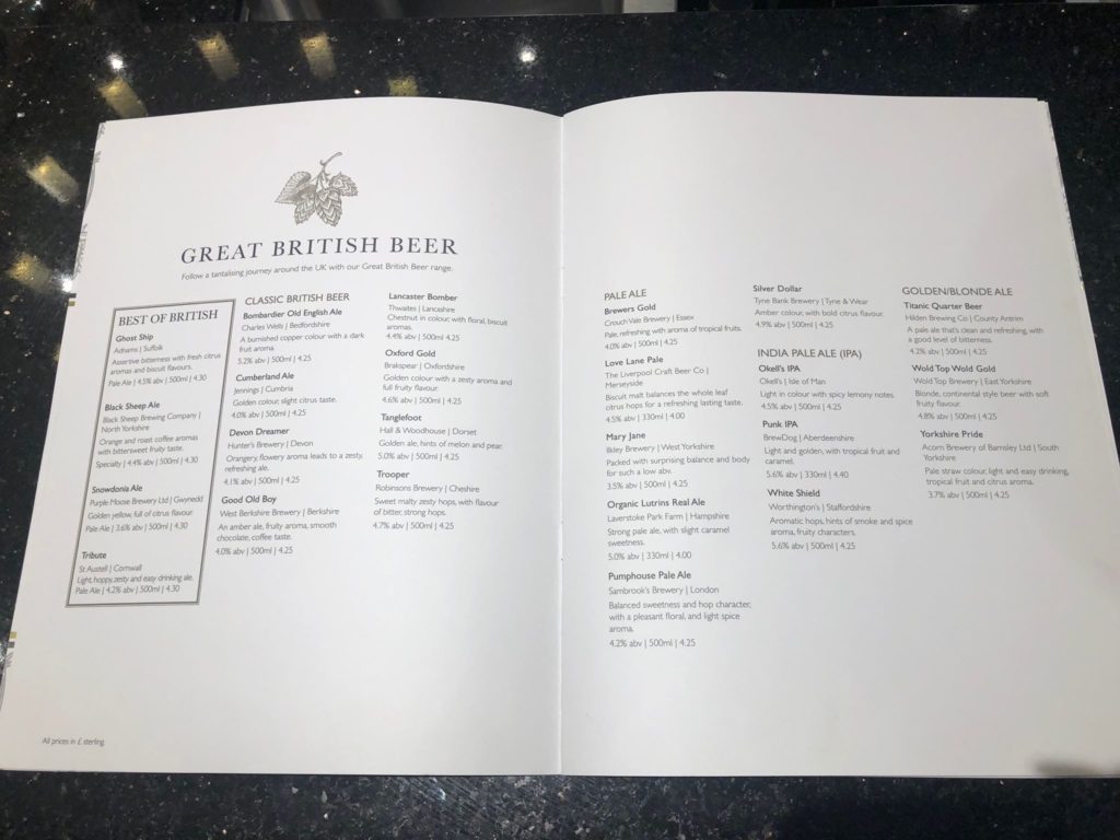 Brodies menu