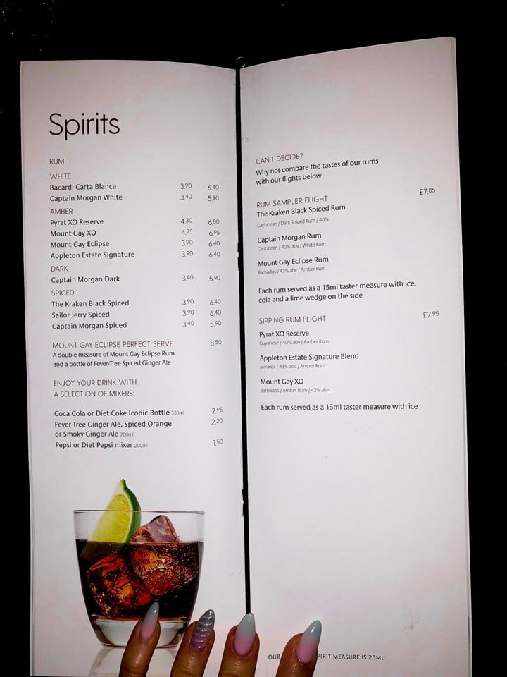 po cruises drinks menu