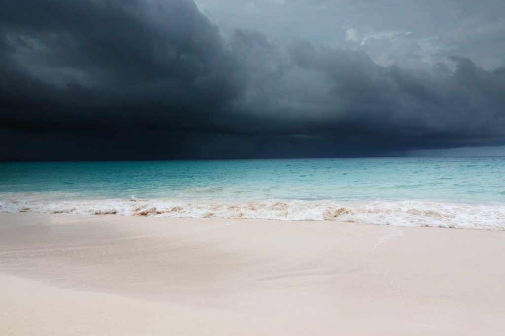 Caribbean beach before hurricane