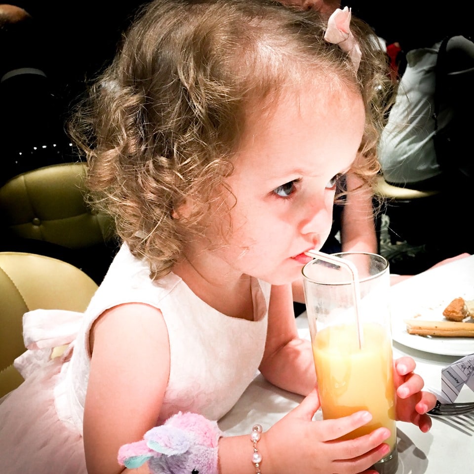 two year old with drink