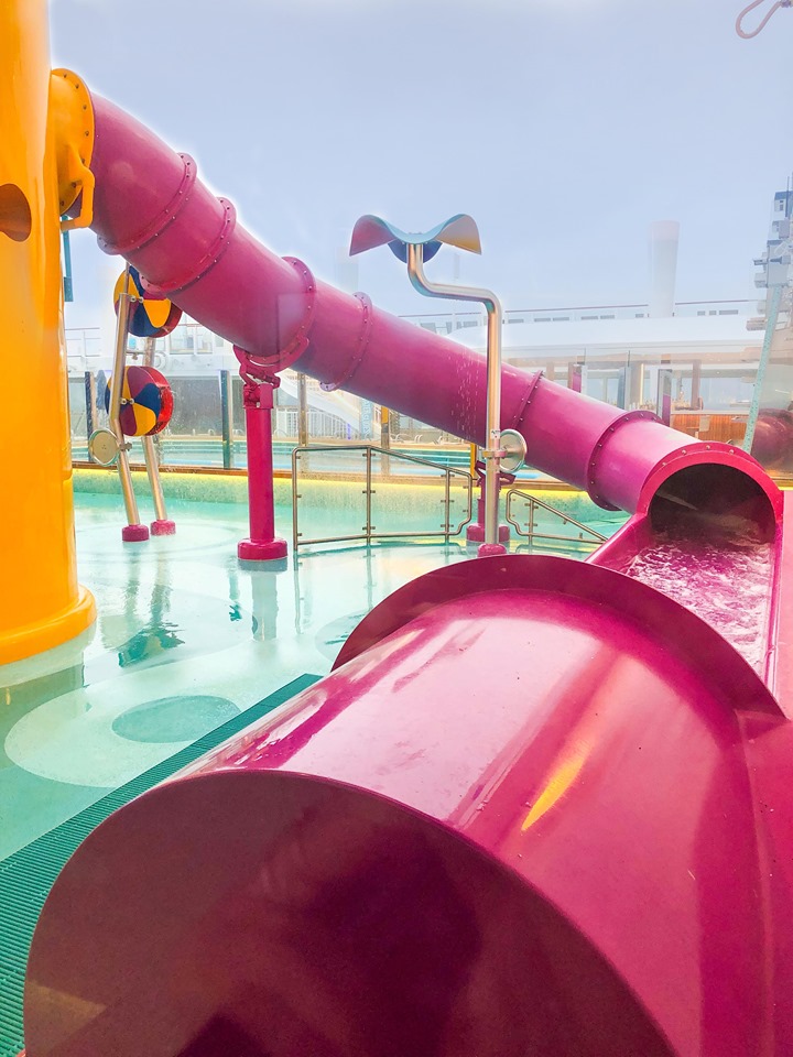 The kids' slide in the Aqua Park on Norwegian Encore