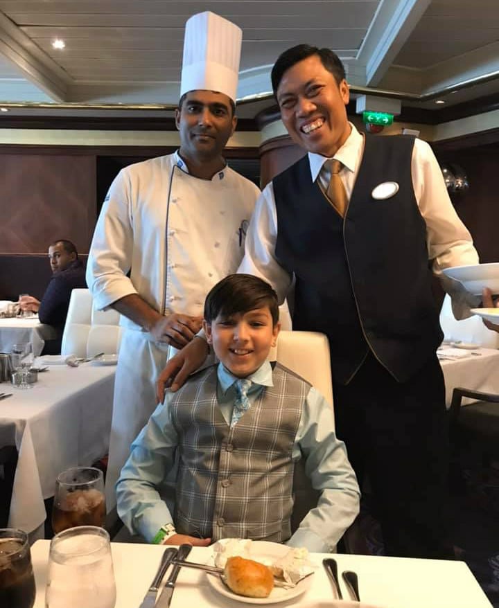 boy with waiter and chef on Mariner of the Seas