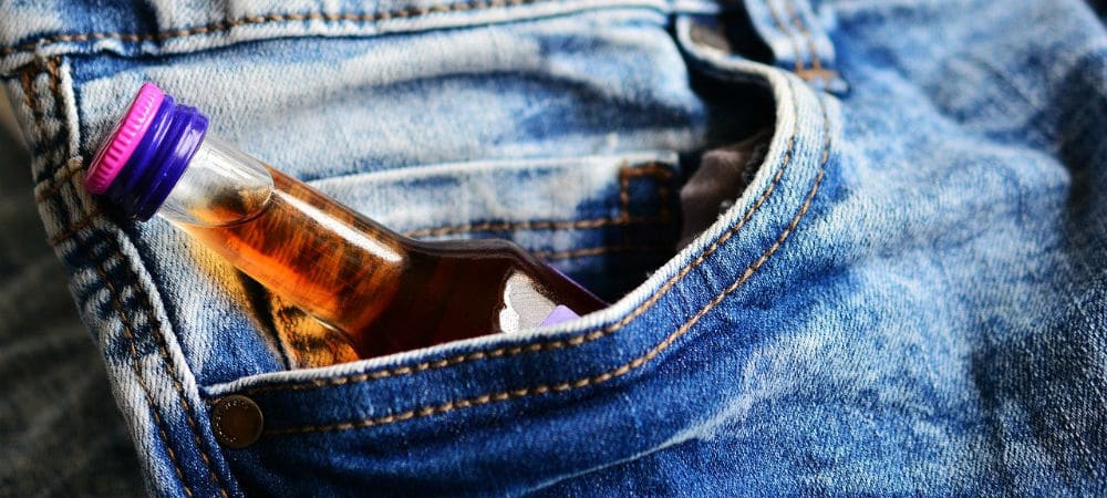 sneaking booze in pocket