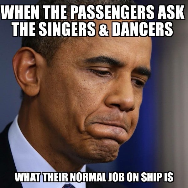 singers and dancers on cruise meme