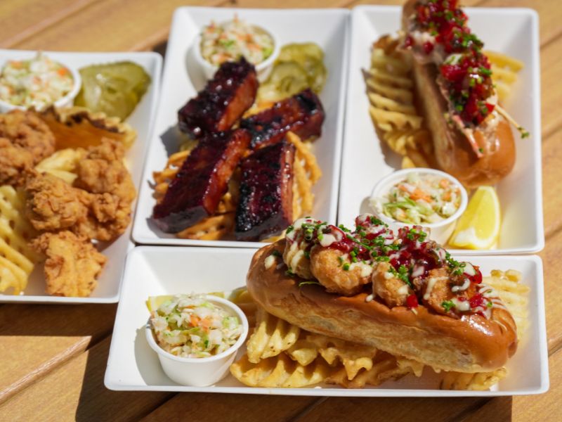 Range of food options at Great Tides Waterpark, Norwegian Cruise Line