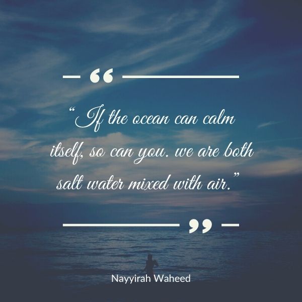 Quote about the calmness of the ocean and similarities to humans