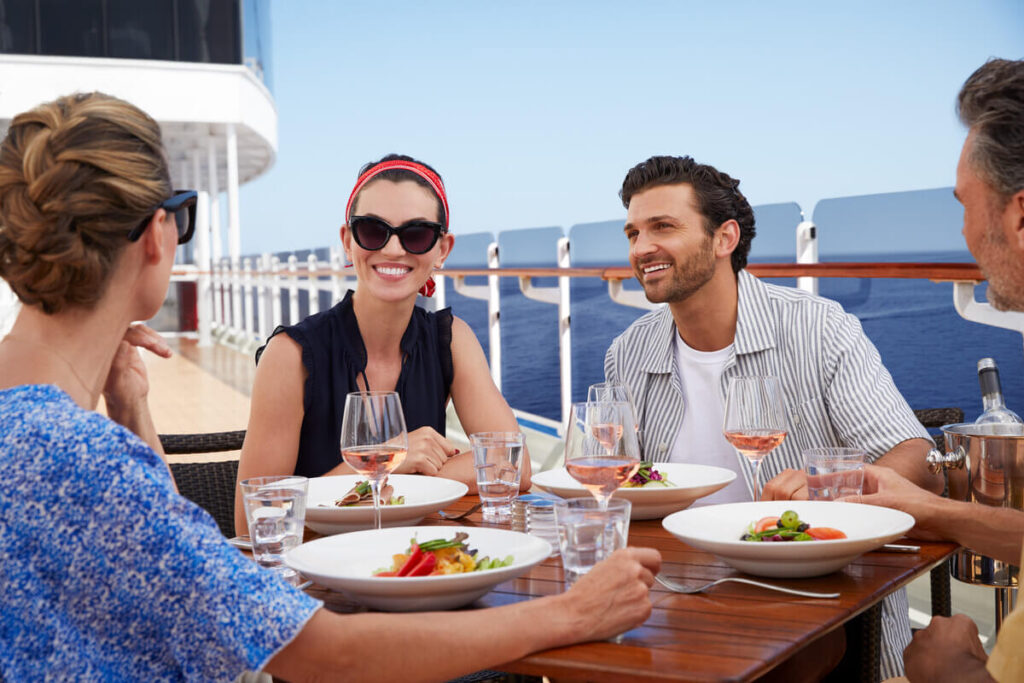 people eating food on a Cunard cruise