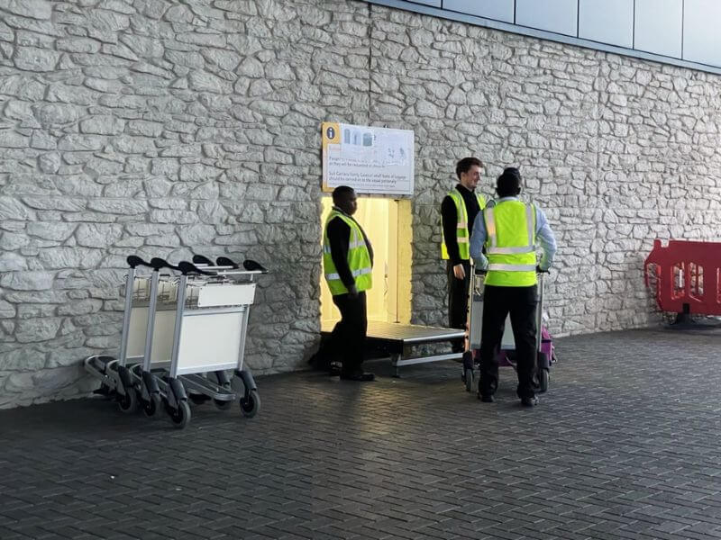 Porters loading bags at the Horizon Cruise Terminal in Southampton