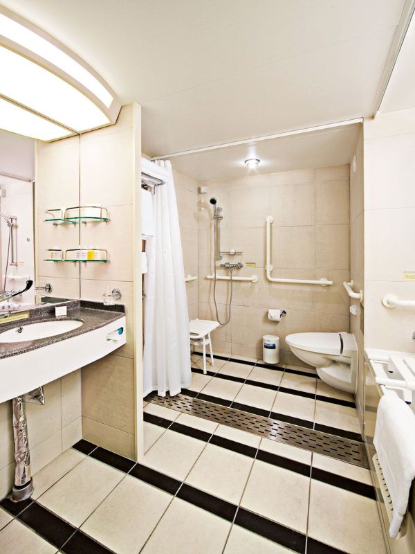 Accessible Stateroom bathroom on Eurodam