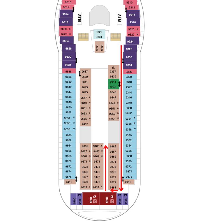 Deck 9 deck plan on Advanture of the Seas