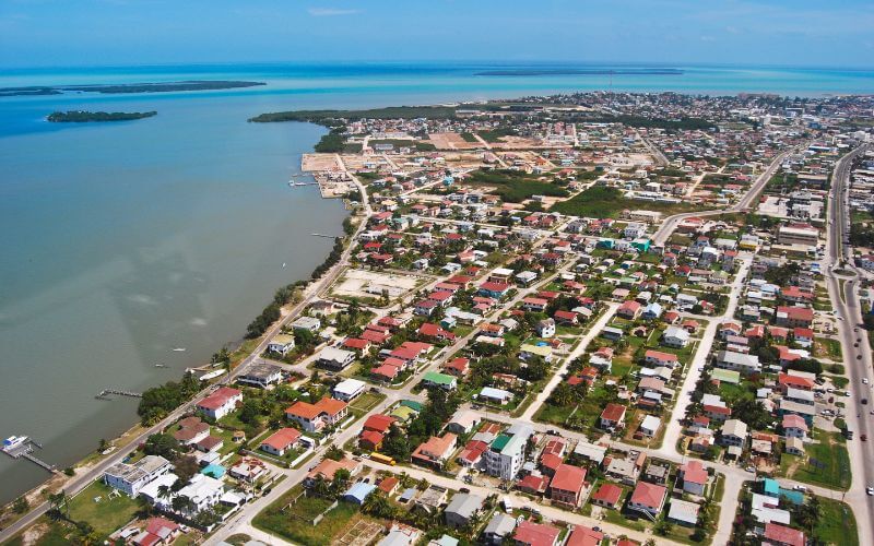 Aerial view of Belize City