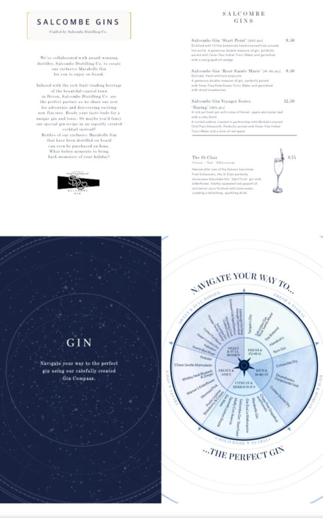 P&O Cruises Anderson's Bar and Library menu