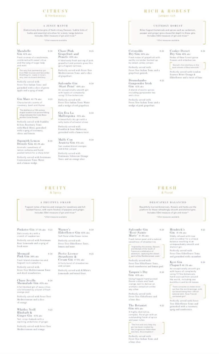 P&O Cruises Drinks Menus & Prices