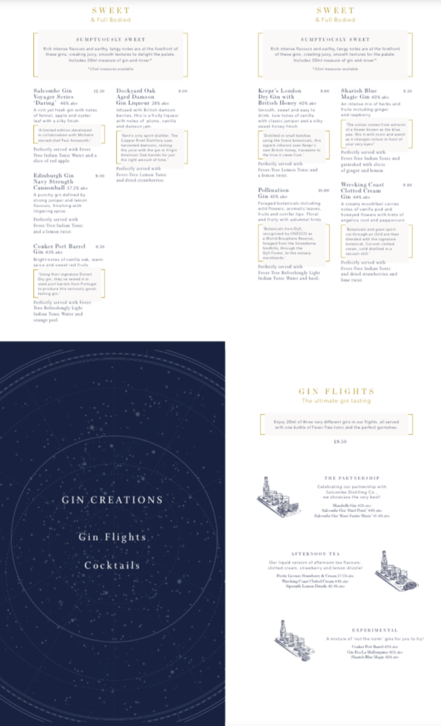 P&O Cruises Anderson's Bar and Library menu