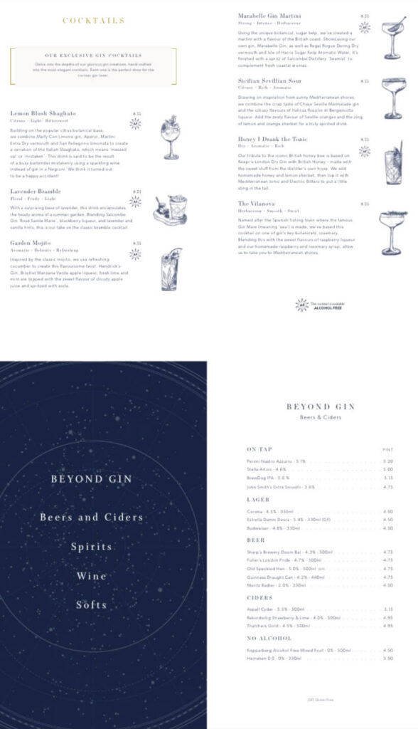 P&O Cruises Anderson's Bar and Library menu