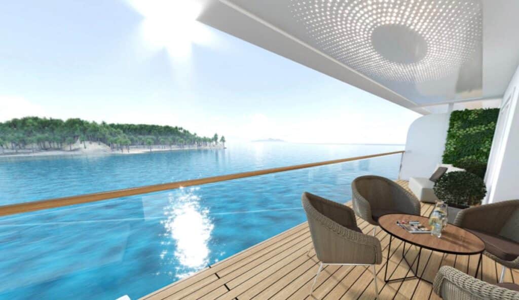 View from the balcony of a residence on Storylines' luxury ship