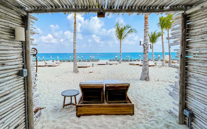 Beach view of Bimini Beach Club cabana