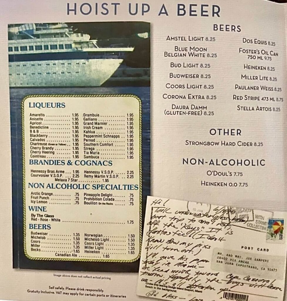 Royal Caribbean beer menu