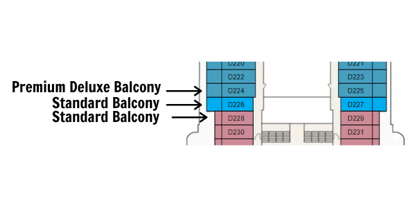 Large balocny cabins on Enchanted Princess Deck Plan