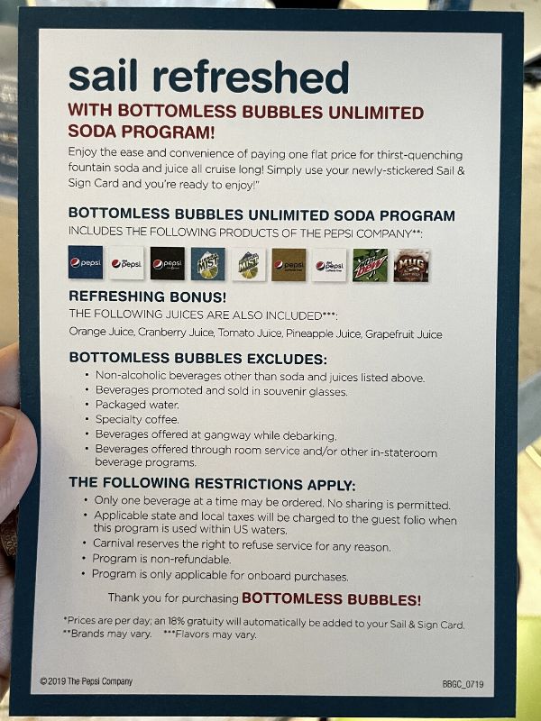 carnival cruise drink packages