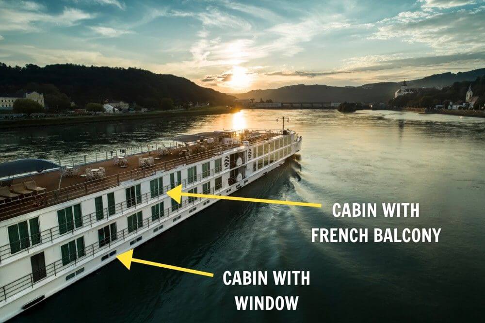 French balcony and window cabin on Uniworld river cruise