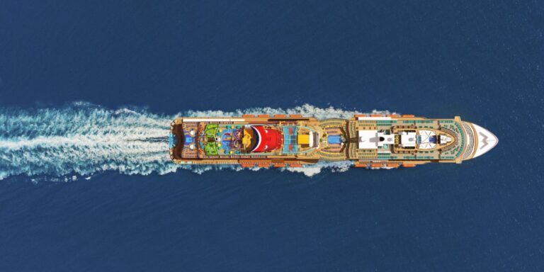 Carnival's Mardi Gras cruise ship sailing in the middle of the ocean