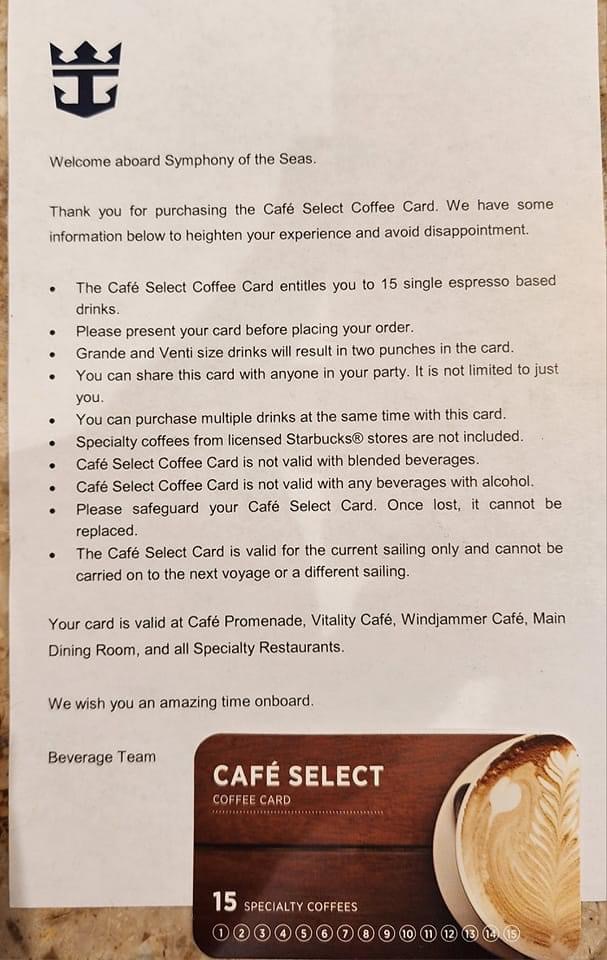 Cafe Select Coffee Card rules