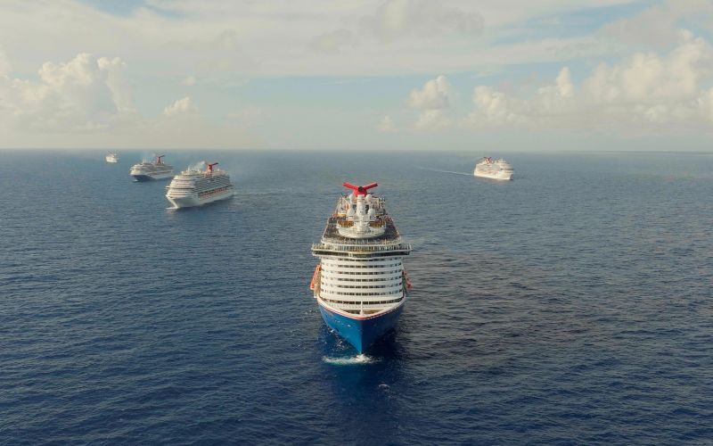 Canival Cruise Line ships sailing on the ocean