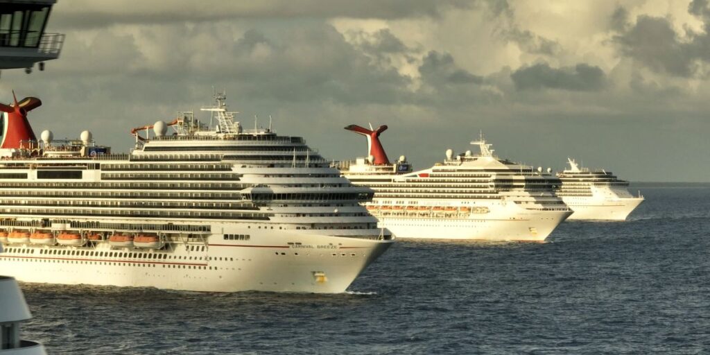 Carnival Cruise Line ships sailing on the ocean