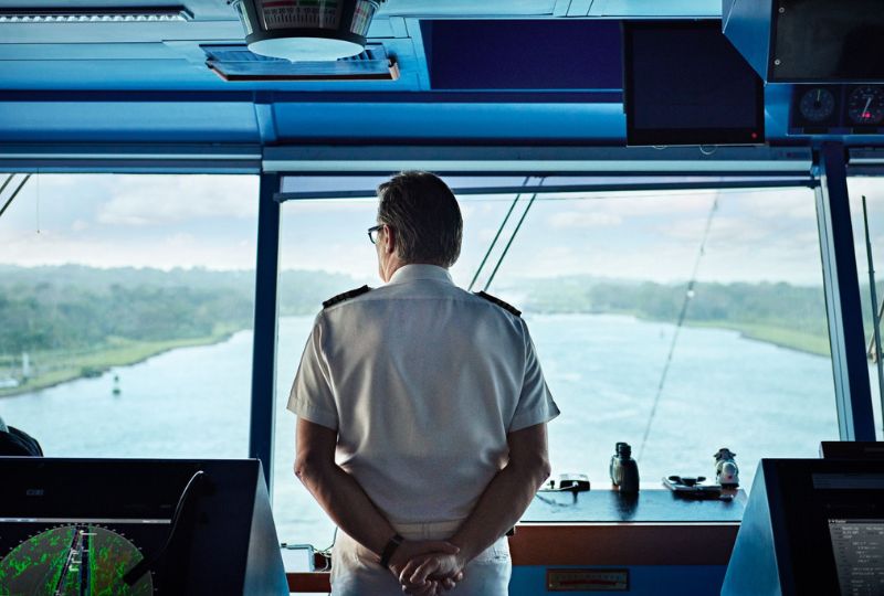 Captain on a ship in the Panama Canal