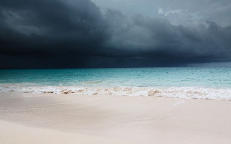 Caribbean beach before hurricane
