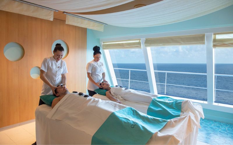 Couple on a cruise ship getting a massage