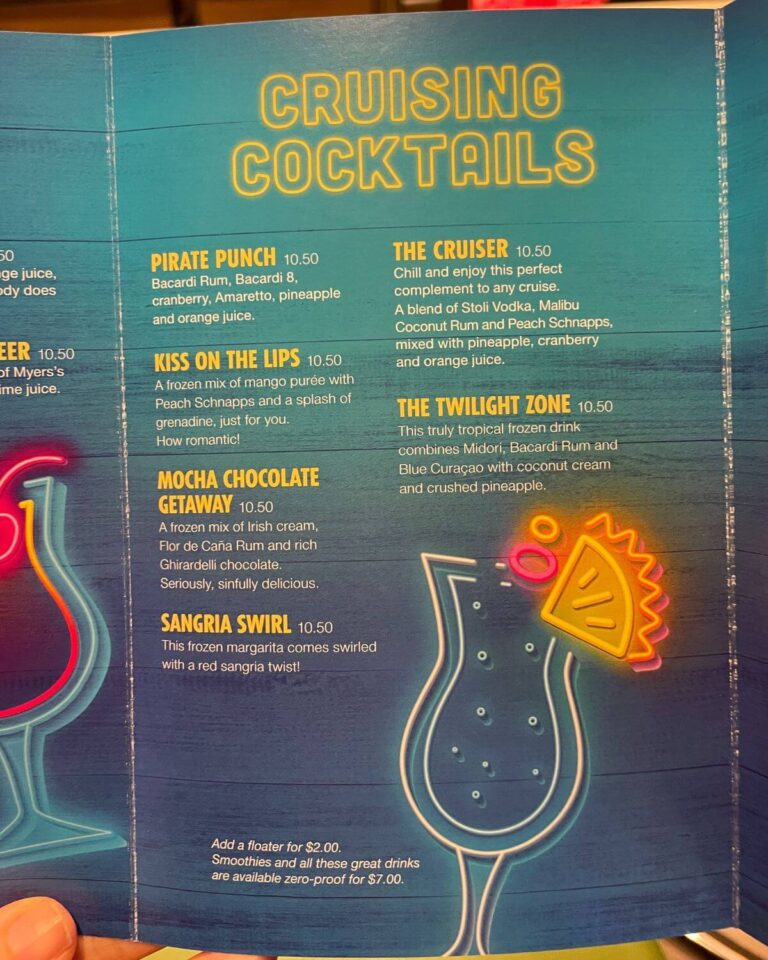 Carnival Cruise Drink Menus & Prices (2024)