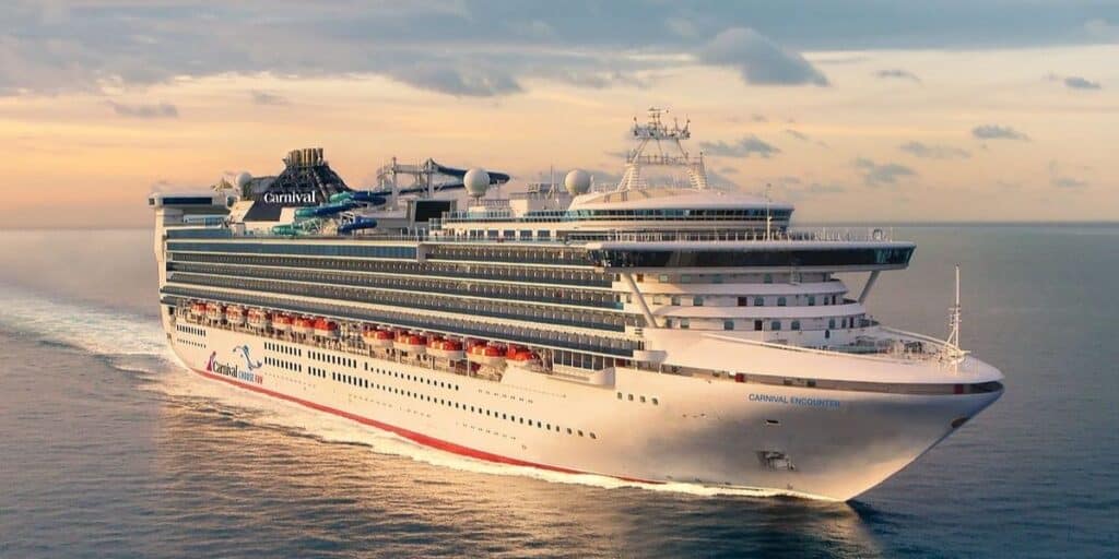The new Carnival Encounter cruise ship sailing on the sea