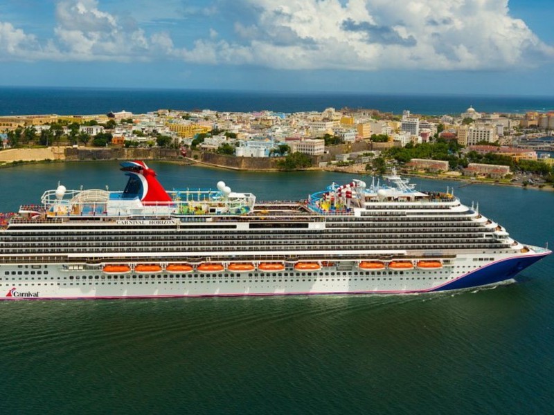 Carnival Horizon Ship Aerials with Blue Hull