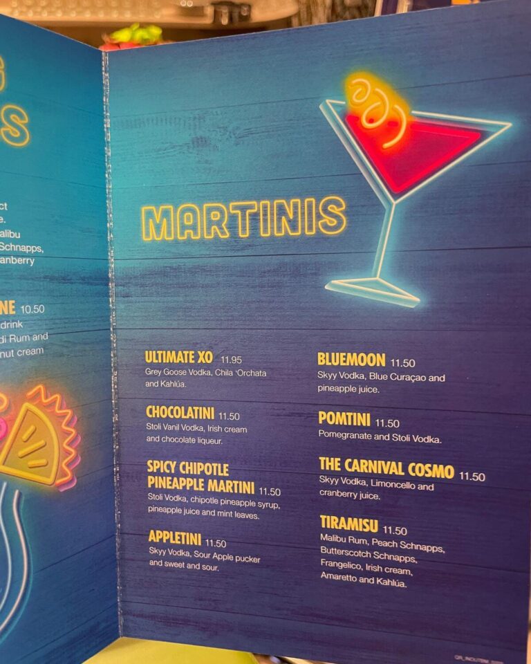 Carnival Cruise Drink Menus & Prices (2024)