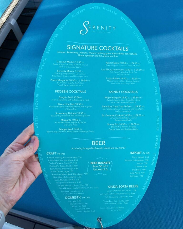 Carnival Cruise Drink Menus & Prices (2024)