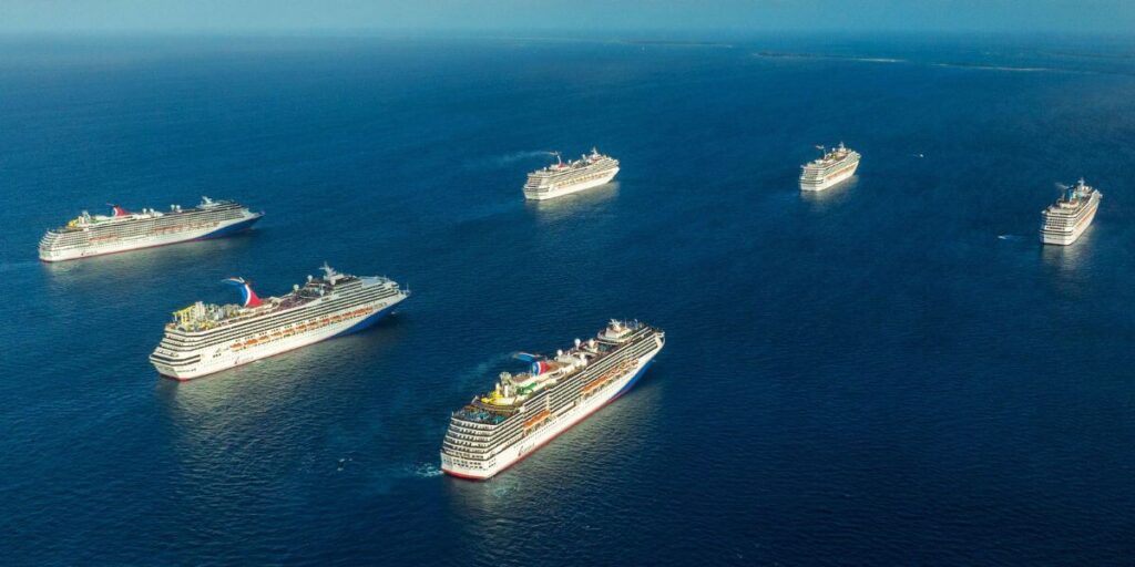 Carnival cruise ships at sea