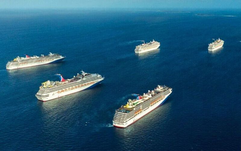 Carnival Cruise ship sailing the sea together