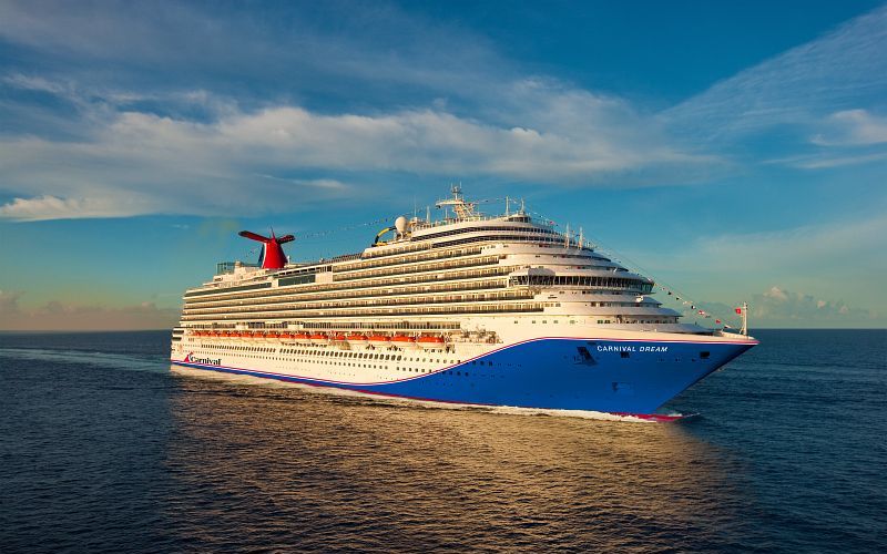 Carnival dream looking fabulous with its white and blue color under a blue sky