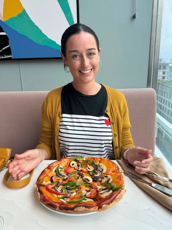 Eating pizza on Celebrity cruise