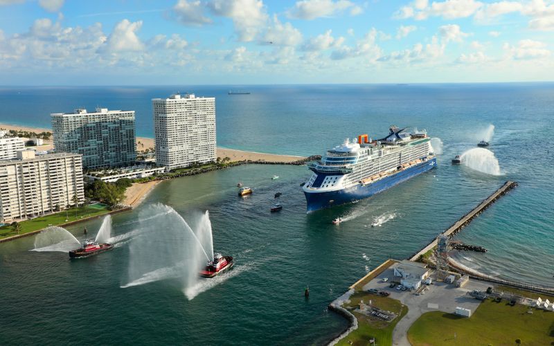 Celebrity Edge at Port Everglades’ Terminal 25 (T25) in Hollywood, Florida