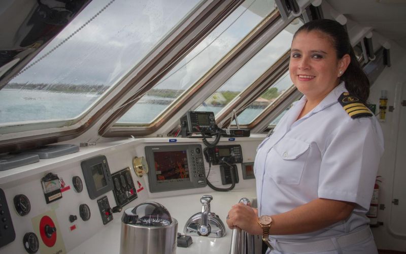 Woman captain at the helm