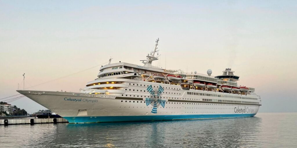 Docked Celestyal Olympia cruise ship