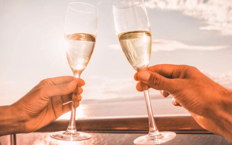 Champagne on Holland America Line cruise ship