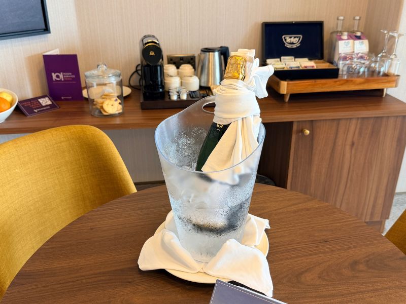 Champagne on ice in an Ambassador suite