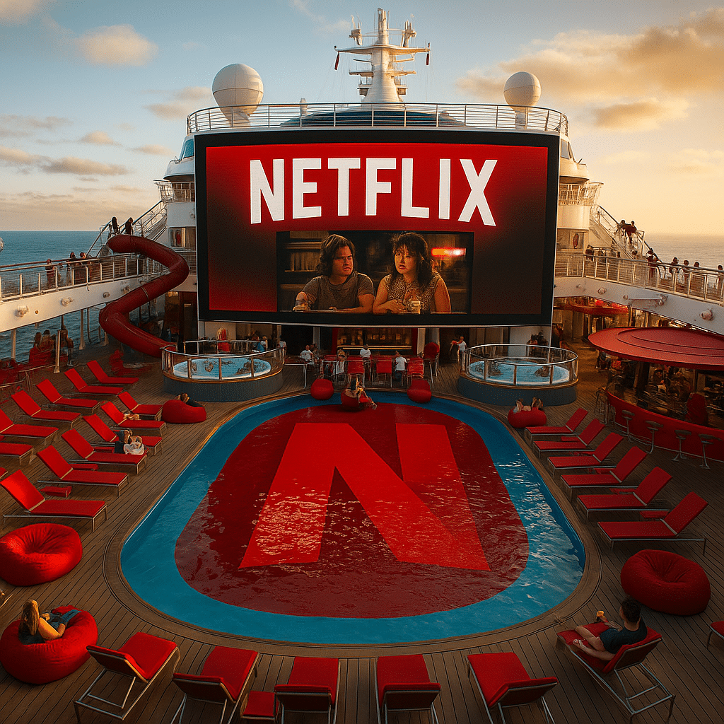 AI impression of Netflix cruise ship pool deck
